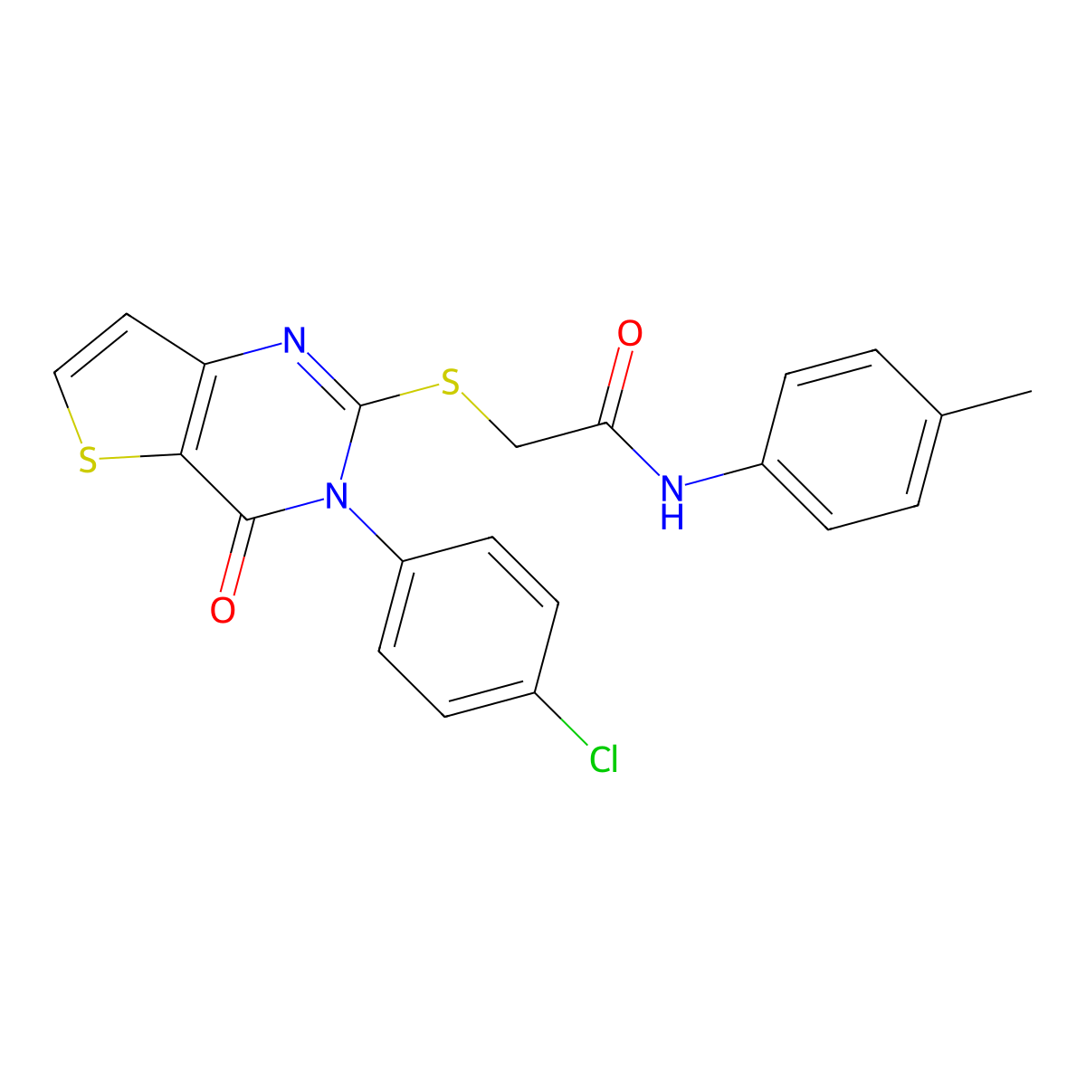 2-{[3-(4-chlorophenyl)-4-oxo-3H,4H-thieno[3,2-d]pyrimidin-2-yl]sulfanyl}-N-(4-methylphenyl)acetamide molecular structure, CAS 1794989-83-5