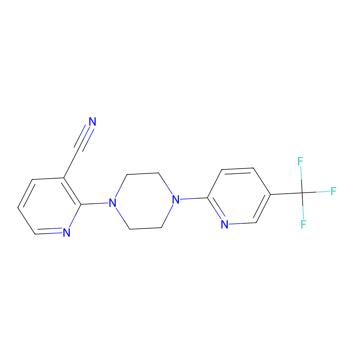 2-{4-[5-(Trifluoromethyl)pyridin-2-yl]piperazin-1-yl}pyridine-3-carbonitrile molecular structure, CAS 1794995-21-3