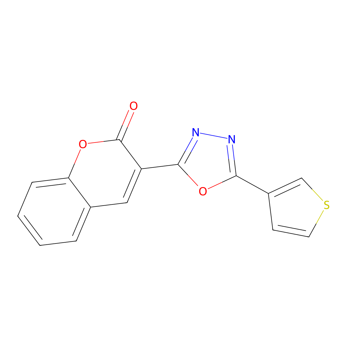 3-[5-(thiophen-3-yl)-1,3,4-oxadiazol-2-yl]-2H-chromen-2-one molecular structure, CAS 1794998-38-1