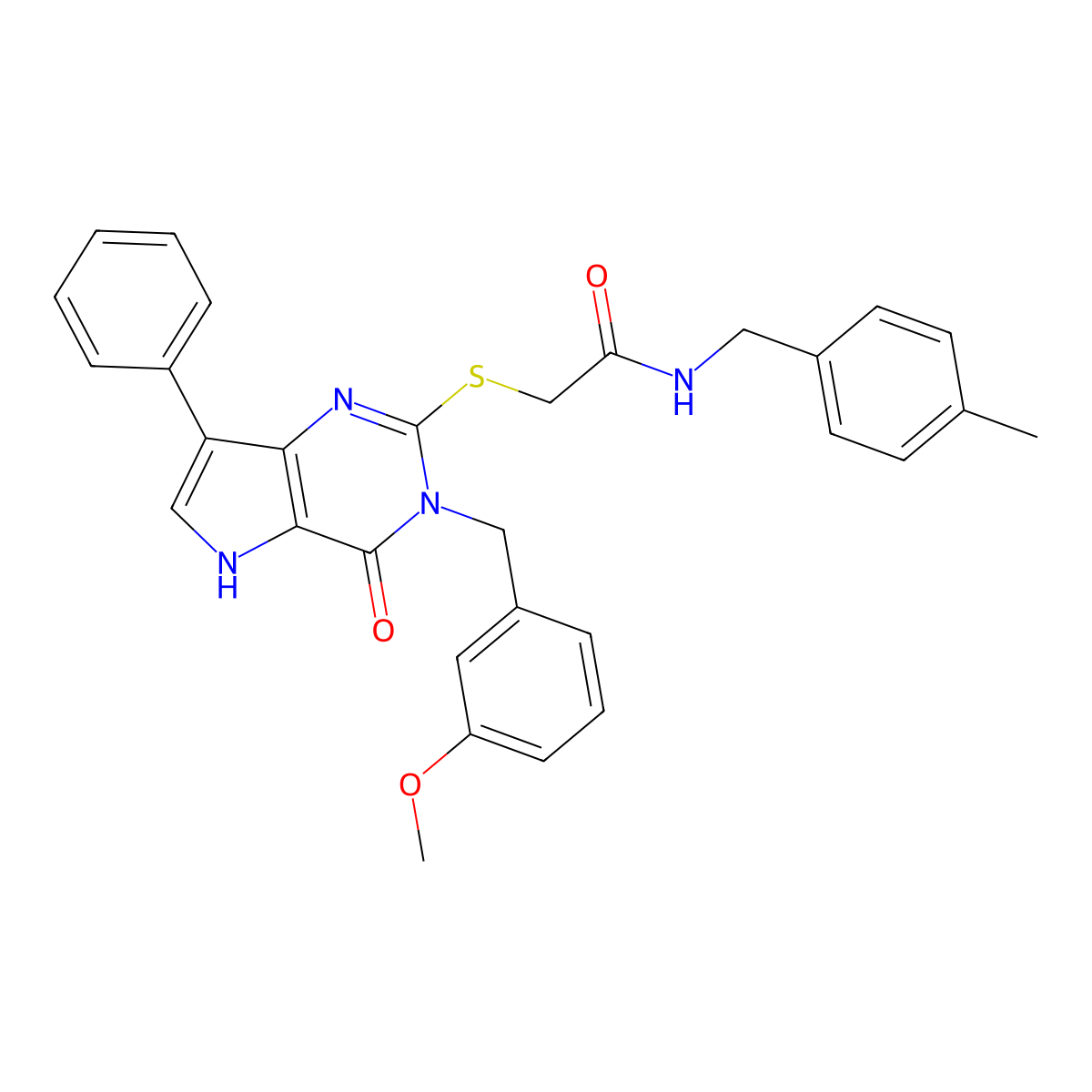 2-({3-[(3-methoxyphenyl)methyl]-4-oxo-7-phenyl-3H,4H,5H-pyrrolo[3,2-d]pyrimidin-2-yl}sulfanyl)-N-[(4-methylphenyl)methyl]acetamide molecular structure, CAS 1795029-83-2