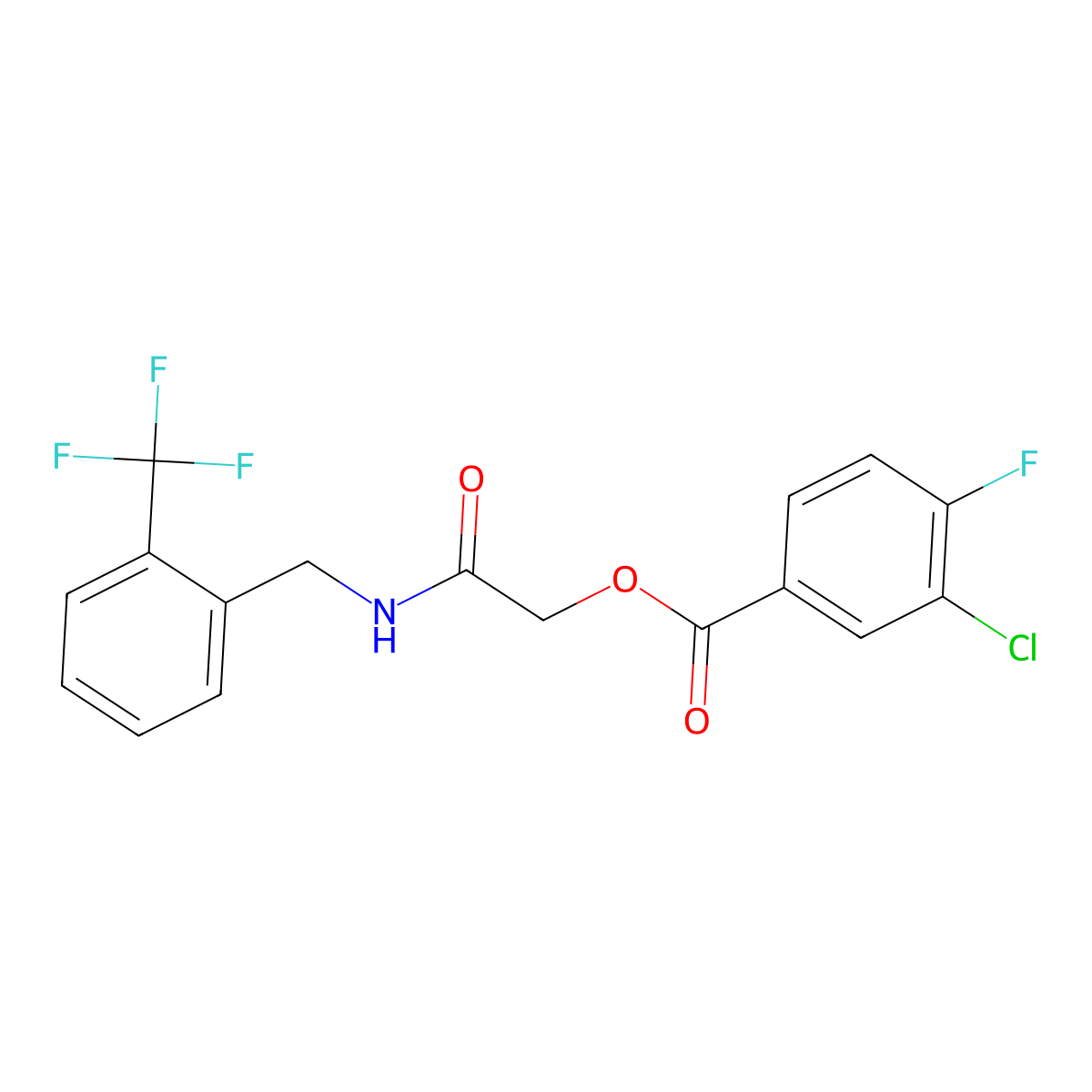 ({[2-(Trifluoromethyl)phenyl]methyl}carbamoyl)methyl 3-chloro-4-fluorobenzoate molecular structure, CAS 1795032-25-5