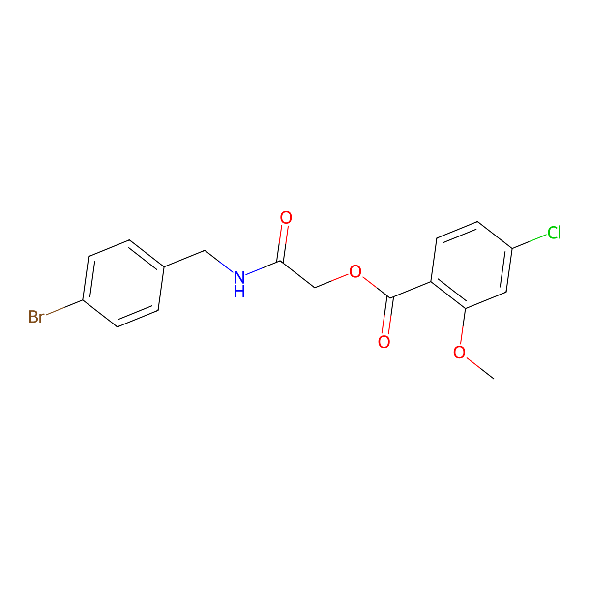 {[(4-Bromophenyl)methyl]carbamoyl}methyl 4-chloro-2-methoxybenzoate molecular structure, CAS 1795032-94-8