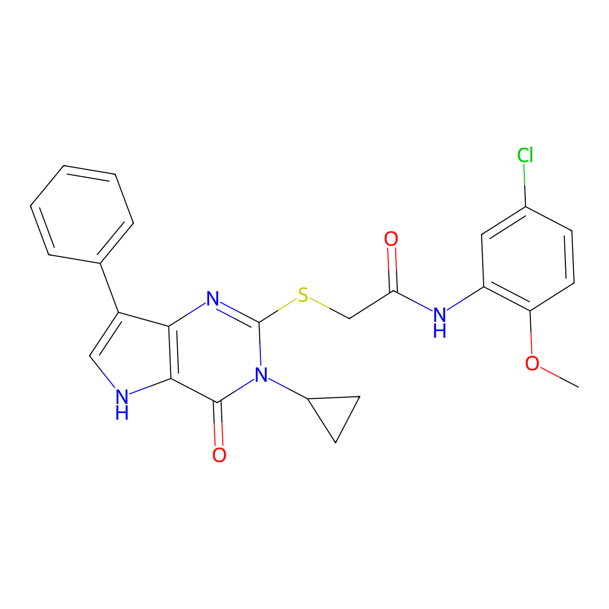 N-(5-chloro-2-methoxyphenyl)-2-((3-cyclopropyl-4-oxo-7-phenyl-4,5-dihydro-3H-pyrrolo[3,2-d]pyrimidin-2-yl)thio)acetamide molecular structure, CAS 1795035-59-4