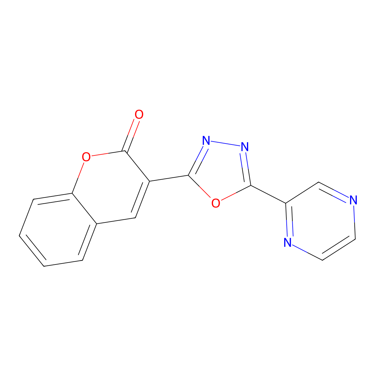 3-[5-(pyrazin-2-yl)-1,3,4-oxadiazol-2-yl]-2H-chromen-2-one molecular structure, CAS 1795061-85-6