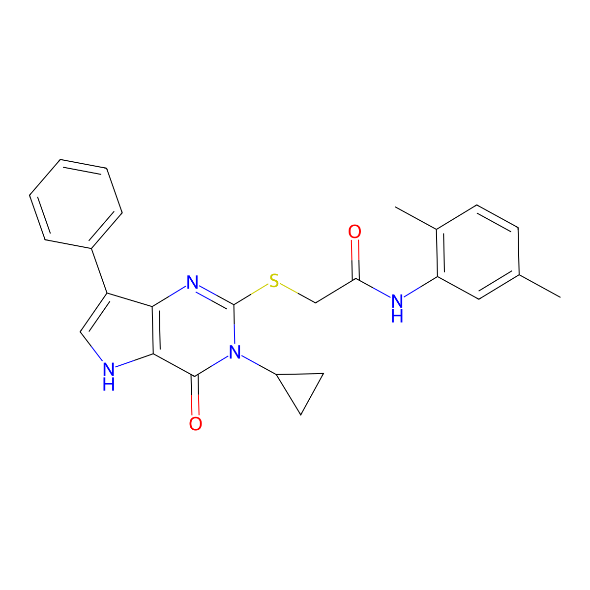 2-((3-cyclopropyl-4-oxo-7-phenyl-4,5-dihydro-3H-pyrrolo[3,2-d]pyrimidin-2-yl)thio)-N-(2,5-dimethylphenyl)acetamide molecular structure, CAS 1795063-50-1