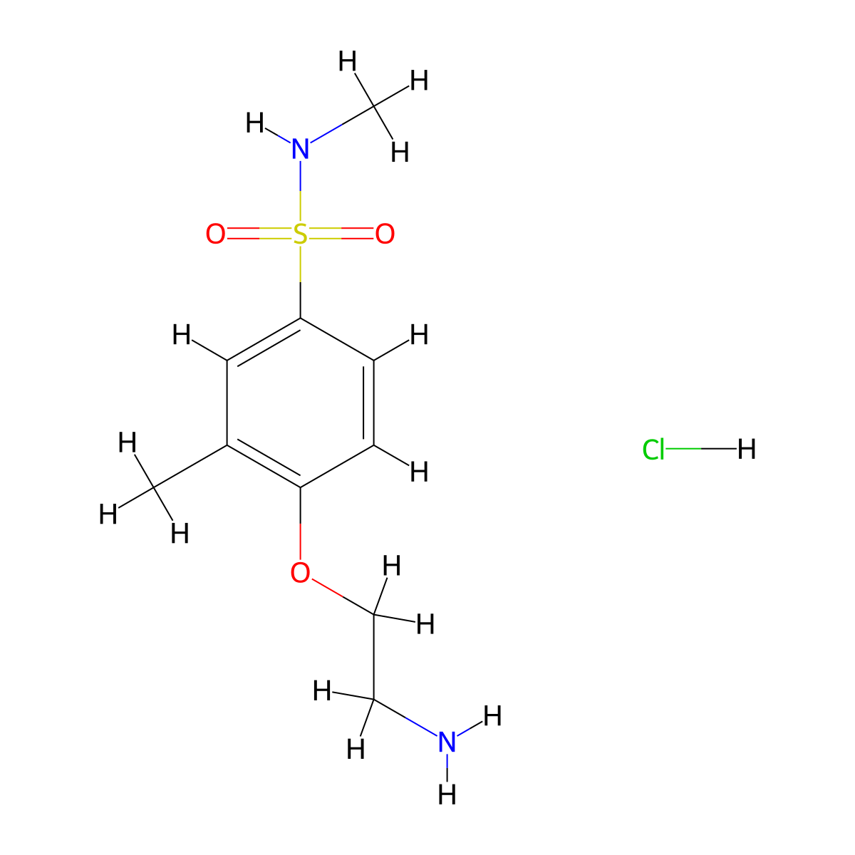 4-(2-aminoethoxy)-N,3-dimethylbenzene-1-sulfonamide hydrochloride molecular structure, CAS 1795067-22-9