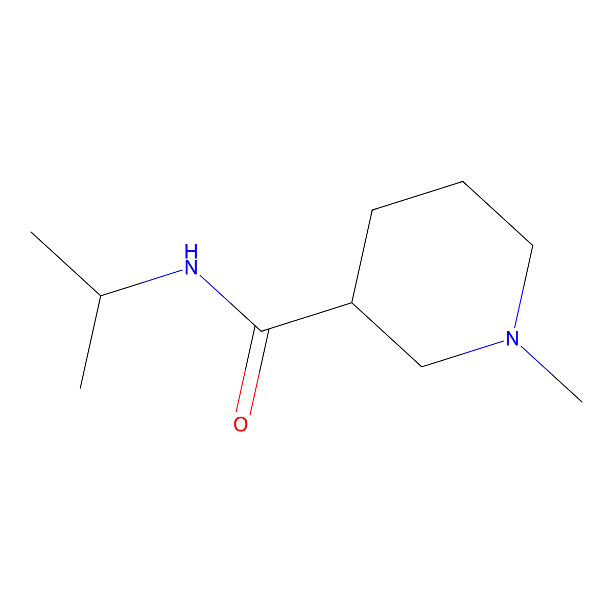 1-methyl-N-(propan-2-yl)piperidine-3-carboxamide molecular structure, CAS 1795072-36-4