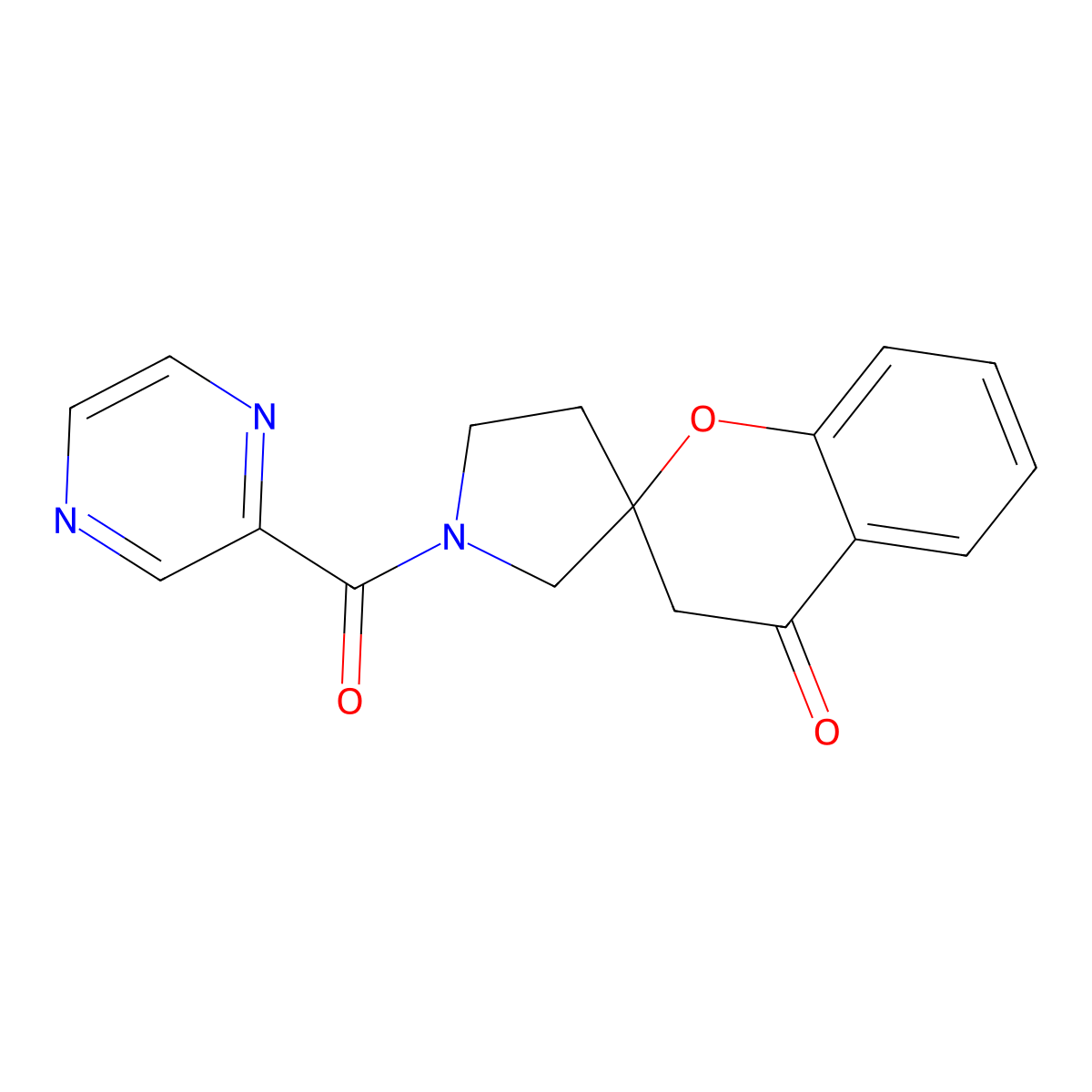 1'-(Pyrazine-2-carbonyl)-3,4-dihydrospiro[1-benzopyran-2,3'-pyrrolidine]-4-one molecular structure, CAS 1795083-54-3