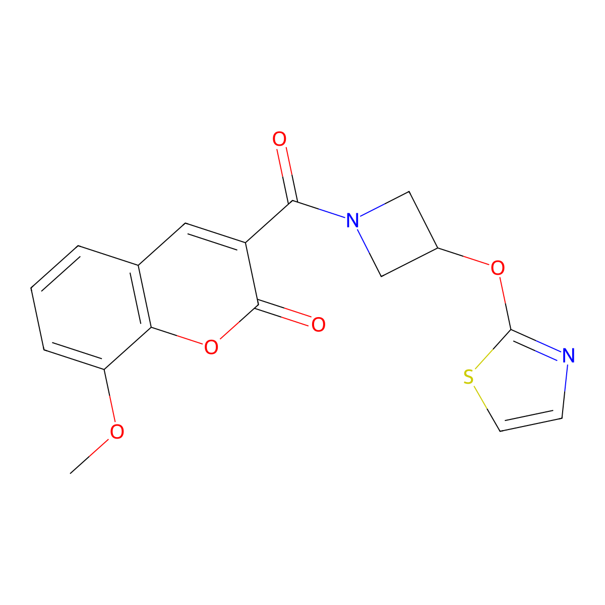 8-methoxy-3-(3-(thiazol-2-yloxy)azetidine-1-carbonyl)-2H-chromen-2-one molecular structure, CAS 1795083-68-9