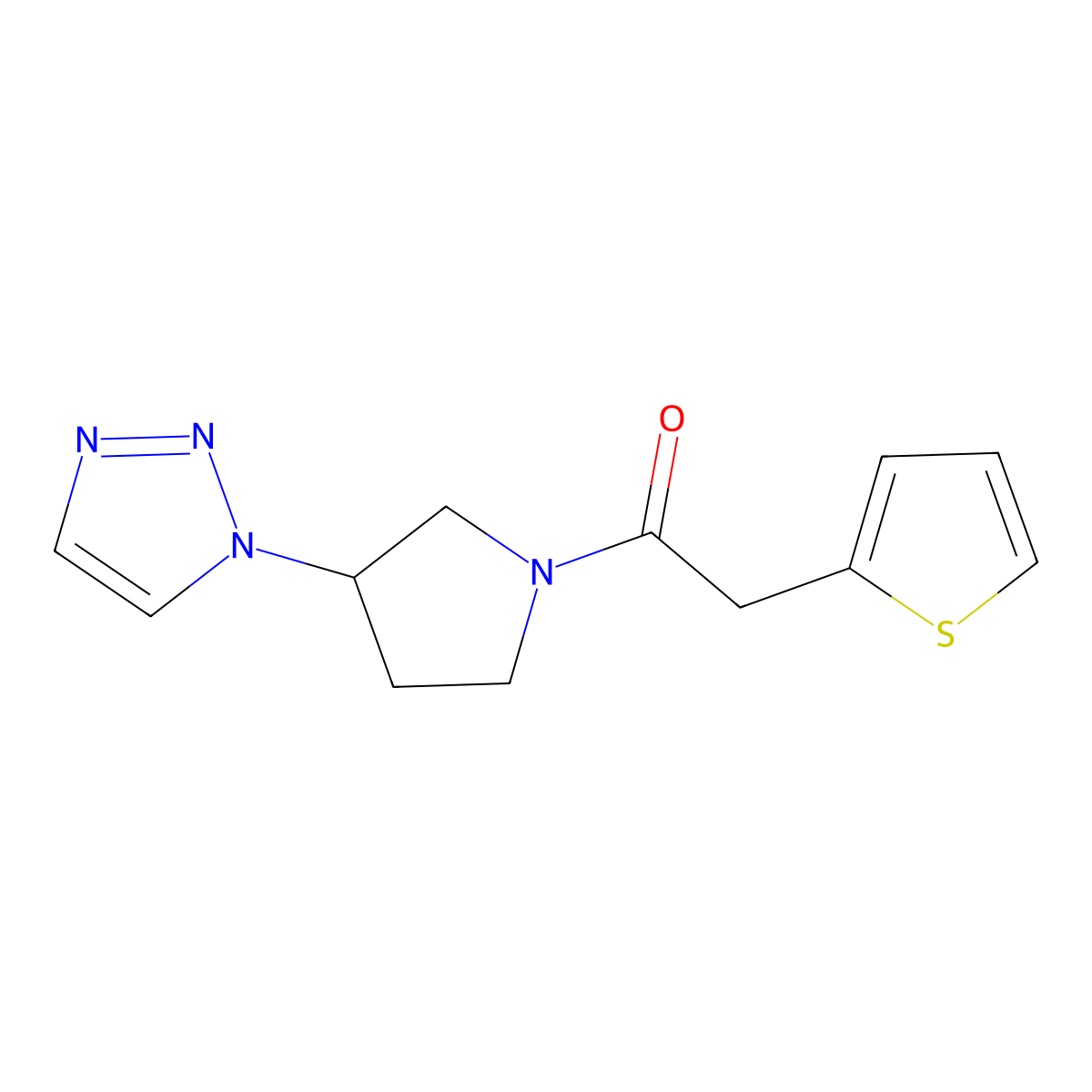 1-(3-(1H-1,2,3-triazol-1-yl)pyrrolidin-1-yl)-2-(thiophen-2-yl)ethanone molecular structure, CAS 1795083-73-6