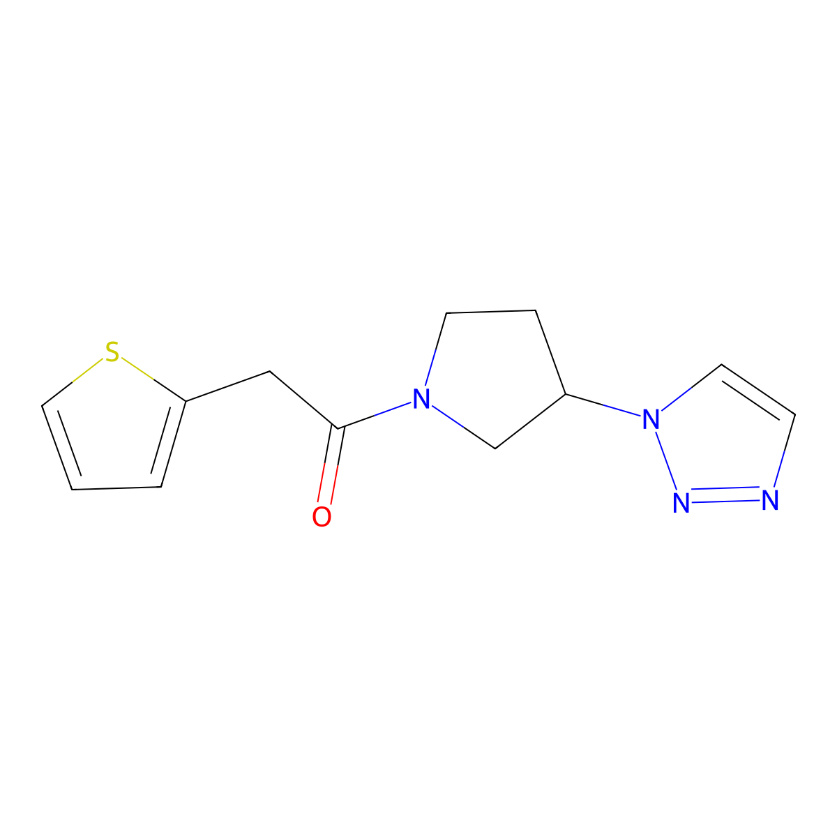1-(3-(1H-1,2,3-triazol-1-yl)pyrrolidin-1-yl)-2-(thiophen-2-yl)ethanone molecular structure, CAS 1795083-73-6