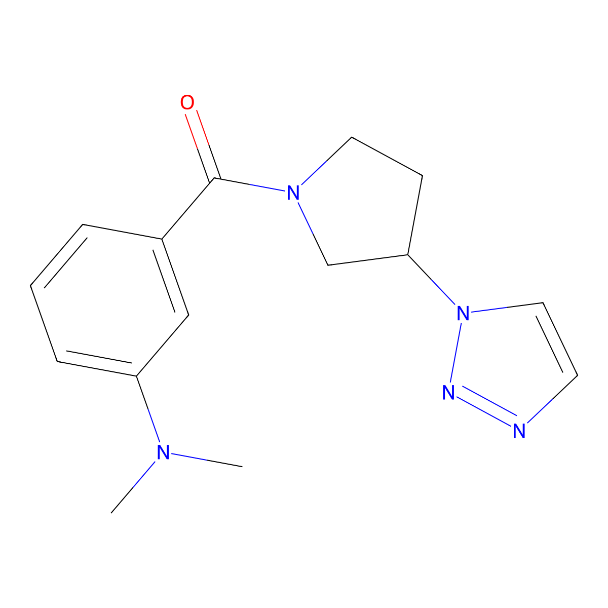 (3-(1H-1,2,3-triazol-1-yl)pyrrolidin-1-yl)(3-(dimethylamino)phenyl)methanone molecular structure, CAS 1795083-80-5