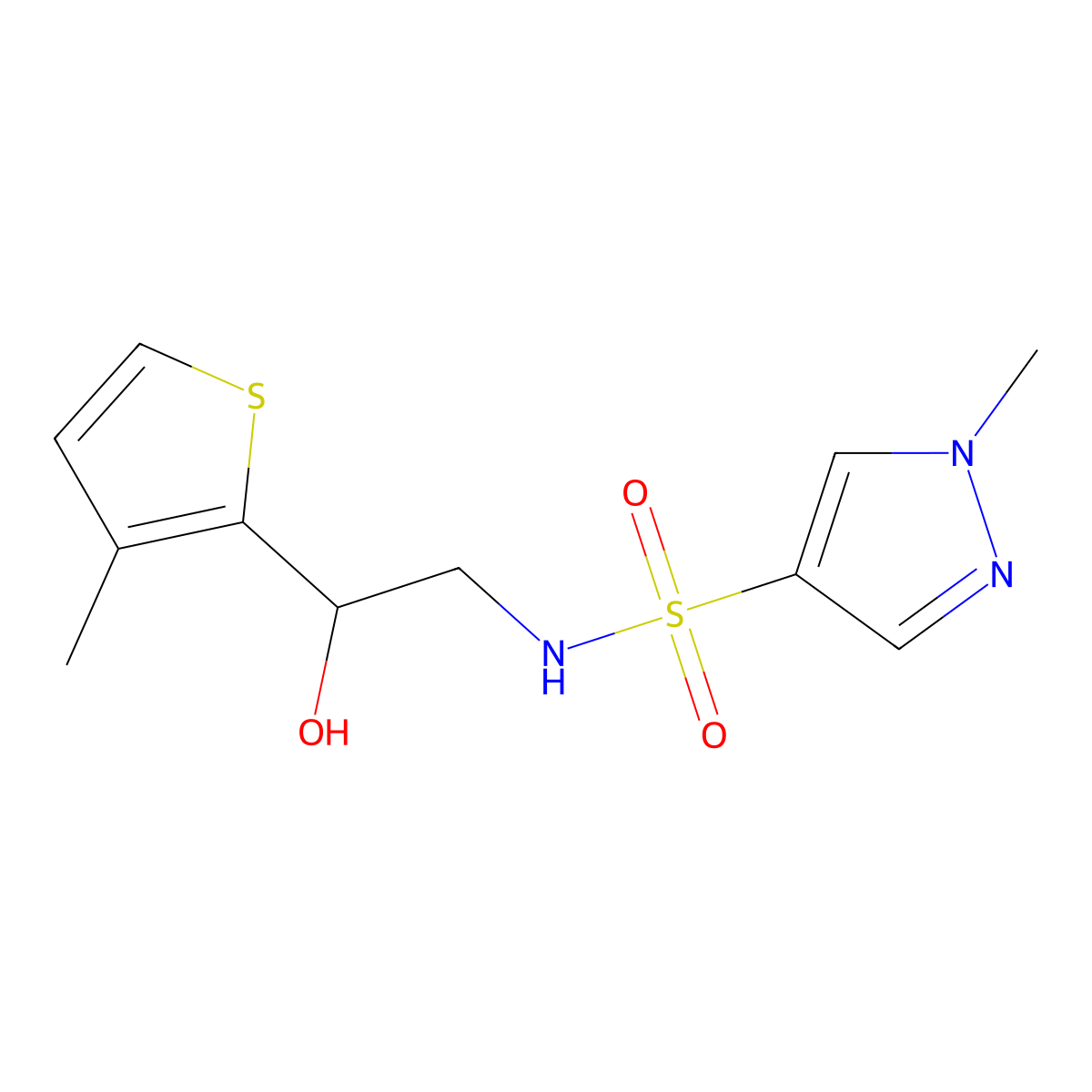 N-(2-hydroxy-2-(3-methylthiophen-2-yl)ethyl)-1-methyl-1H-pyrazole-4-sulfonamide molecular structure, CAS 1795083-94-1