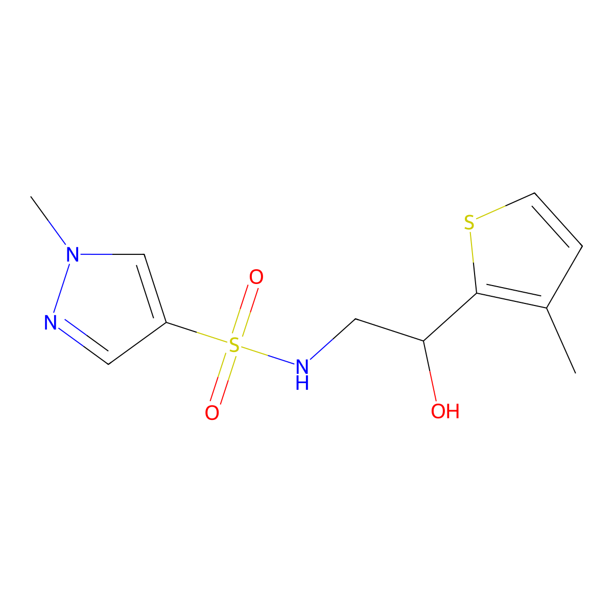 N-(2-hydroxy-2-(3-methylthiophen-2-yl)ethyl)-1-methyl-1H-pyrazole-4-sulfonamide molecular structure, CAS 1795083-94-1