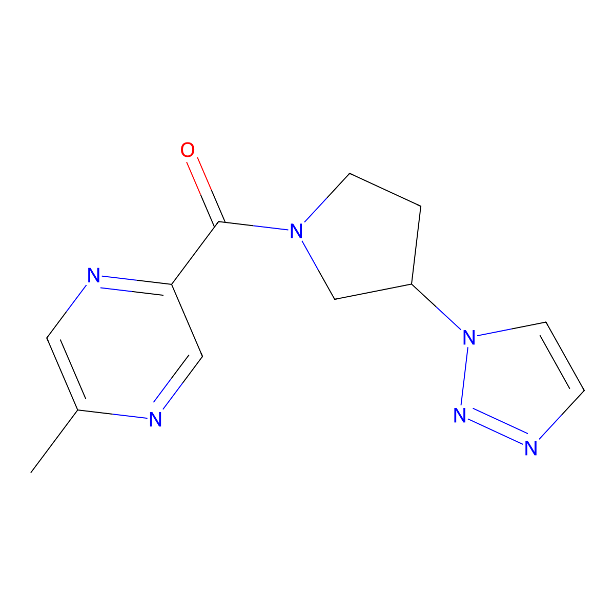 (3-(1H-1,2,3-triazol-1-yl)pyrrolidin-1-yl)(5-methylpyrazin-2-yl)methanone molecular structure, CAS 1795084-04-6