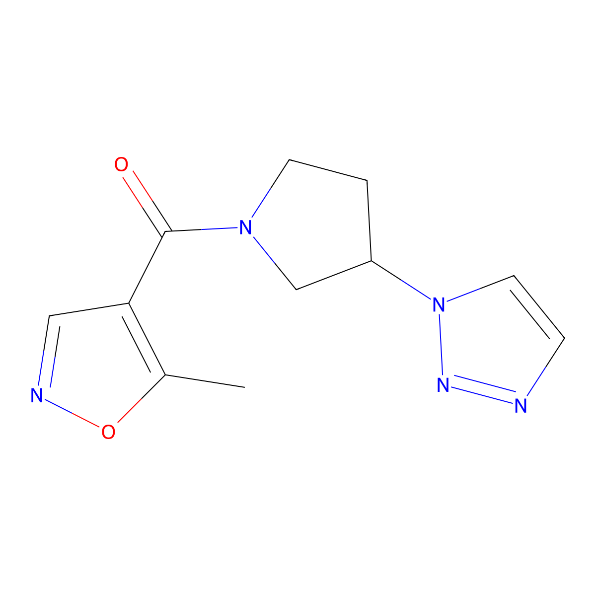 (3-(1H-1,2,3-triazol-1-yl)pyrrolidin-1-yl)(5-methylisoxazol-4-yl)methanone molecular structure, CAS 1795084-10-4