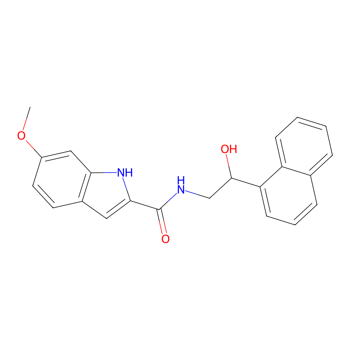 N-(2-hydroxy-2-(naphthalen-1-yl)ethyl)-6-methoxy-1H-indole-2-carboxamide molecular structure, CAS 1795084-13-7