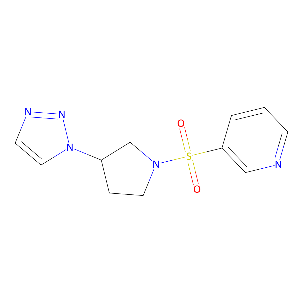 3-{[3-(1H-1,2,3-triazol-1-yl)pyrrolidin-1-yl]sulfonyl}pyridine molecular structure, CAS 1795084-16-0