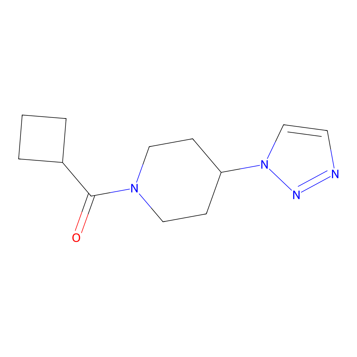 (4-(1H-1,2,3-triazol-1-yl)piperidin-1-yl)(cyclobutyl)methanone molecular structure, CAS 1795084-21-7