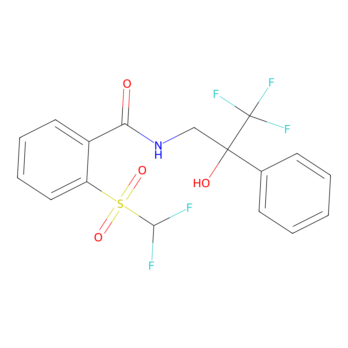 2-((difluoromethyl)sulfonyl)-N-(3,3,3-trifluoro-2-hydroxy-2-phenylpropyl)benzamide molecular structure, CAS 1795084-26-2