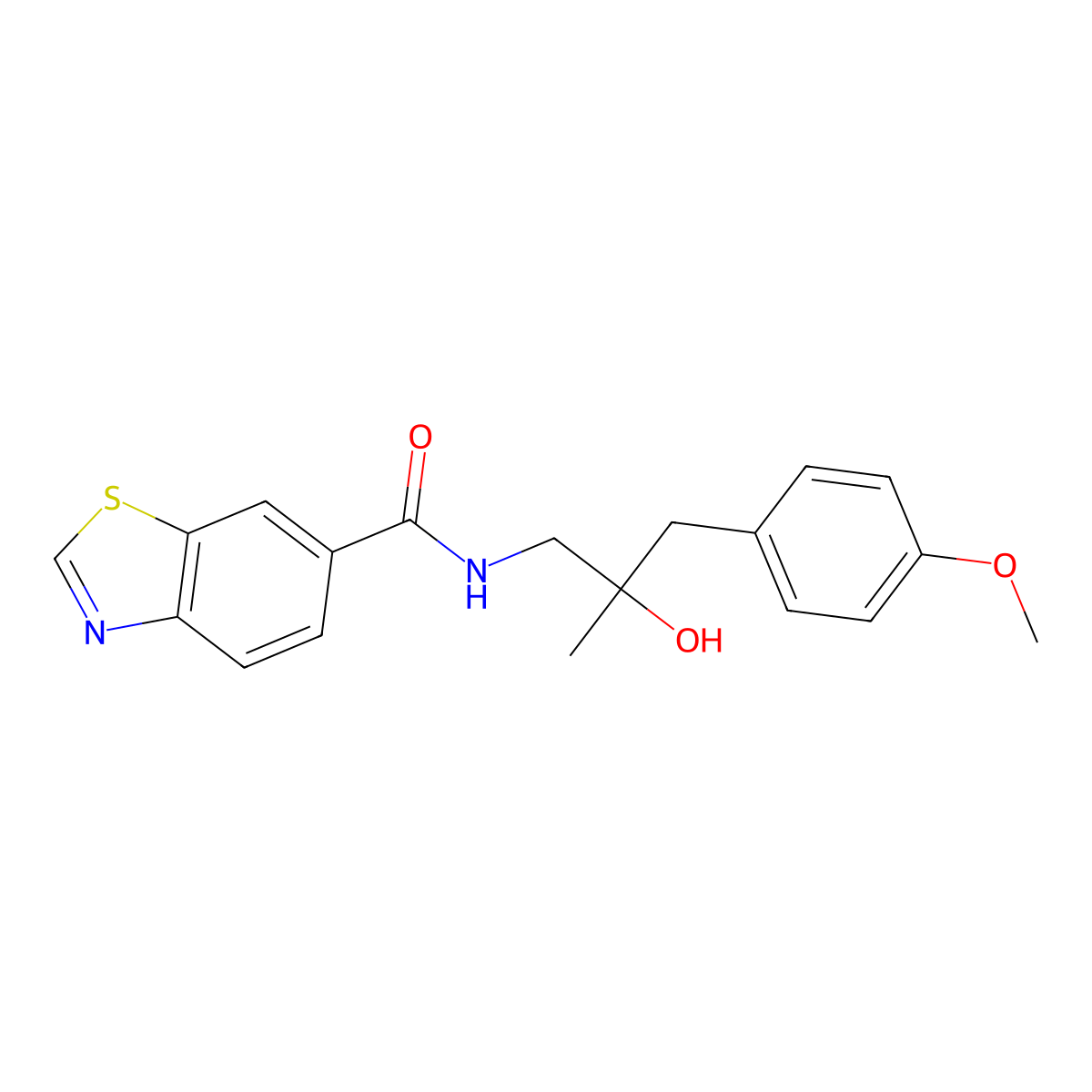 N-(2-hydroxy-3-(4-methoxyphenyl)-2-methylpropyl)benzo[d]thiazole-6-carboxamide molecular structure, CAS 1795084-35-3