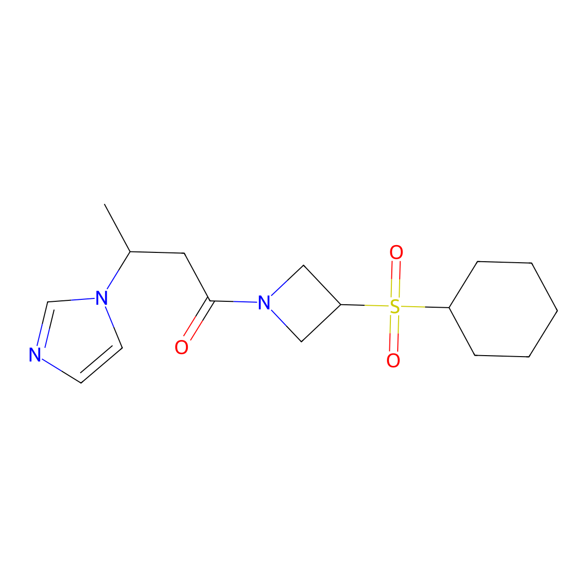 1-(3-(cyclohexylsulfonyl)azetidin-1-yl)-3-(1H-imidazol-1-yl)butan-1-one molecular structure, CAS 1795084-37-5