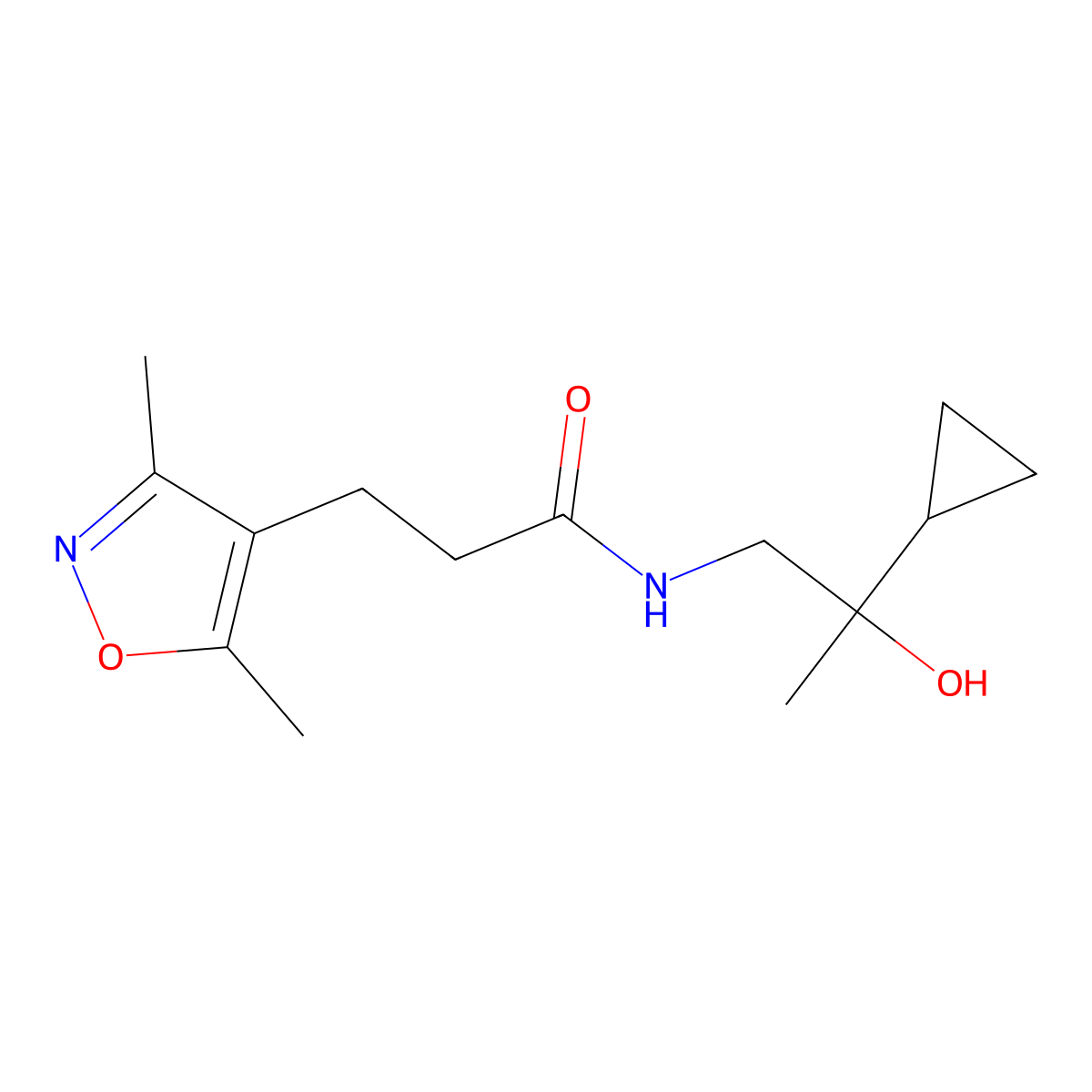 N-(2-cyclopropyl-2-hydroxypropyl)-3-(3,5-dimethylisoxazol-4-yl)propanamide molecular structure, CAS 1795084-40-0