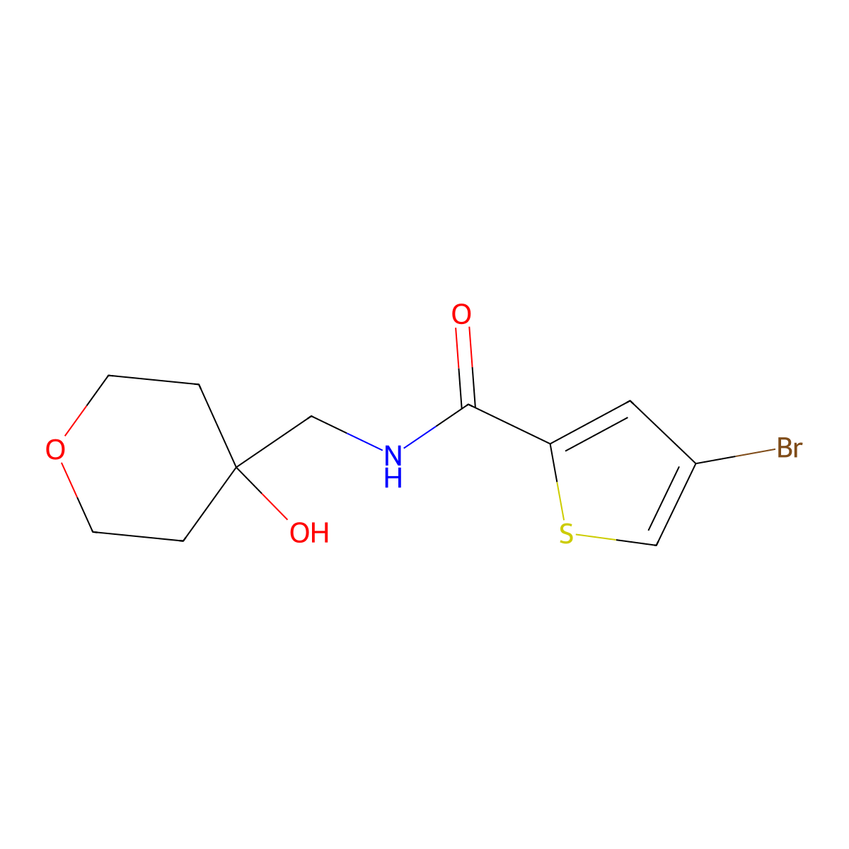 4-bromo-N-[(4-hydroxyoxan-4-yl)methyl]thiophene-2-carboxamide molecular structure, CAS 1795084-75-1