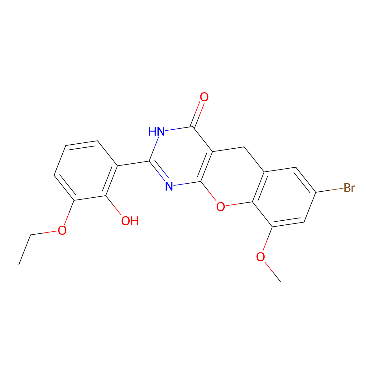7-bromo-2-(3-ethoxy-2-hydroxyphenyl)-9-methoxy-3H-chromeno[2,3-d]pyrimidin-4(5H)-one molecular structure, CAS 1795084-76-2