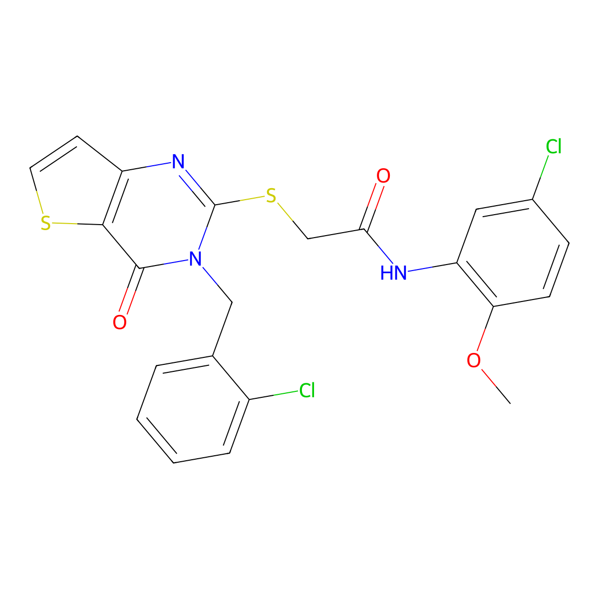 N-(5-chloro-2-methoxyphenyl)-2-((3-(2-chlorobenzyl)-4-oxo-3,4-dihydrothieno[3,2-d]pyrimidin-2-yl)thio)acetamide molecular structure, CAS 1795084-82-0