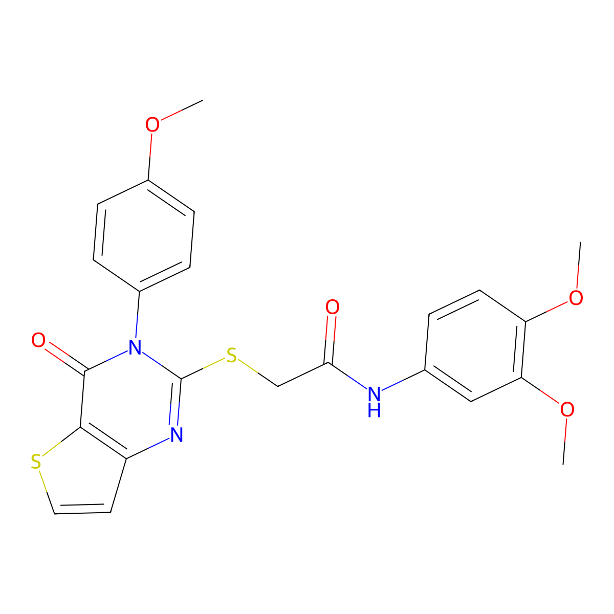 N-(3,4-dimethoxyphenyl)-2-((3-(4-methoxyphenyl)-4-oxo-3,4-dihydrothieno[3,2-d]pyrimidin-2-yl)thio)acetamide molecular structure, CAS 1795084-96-6