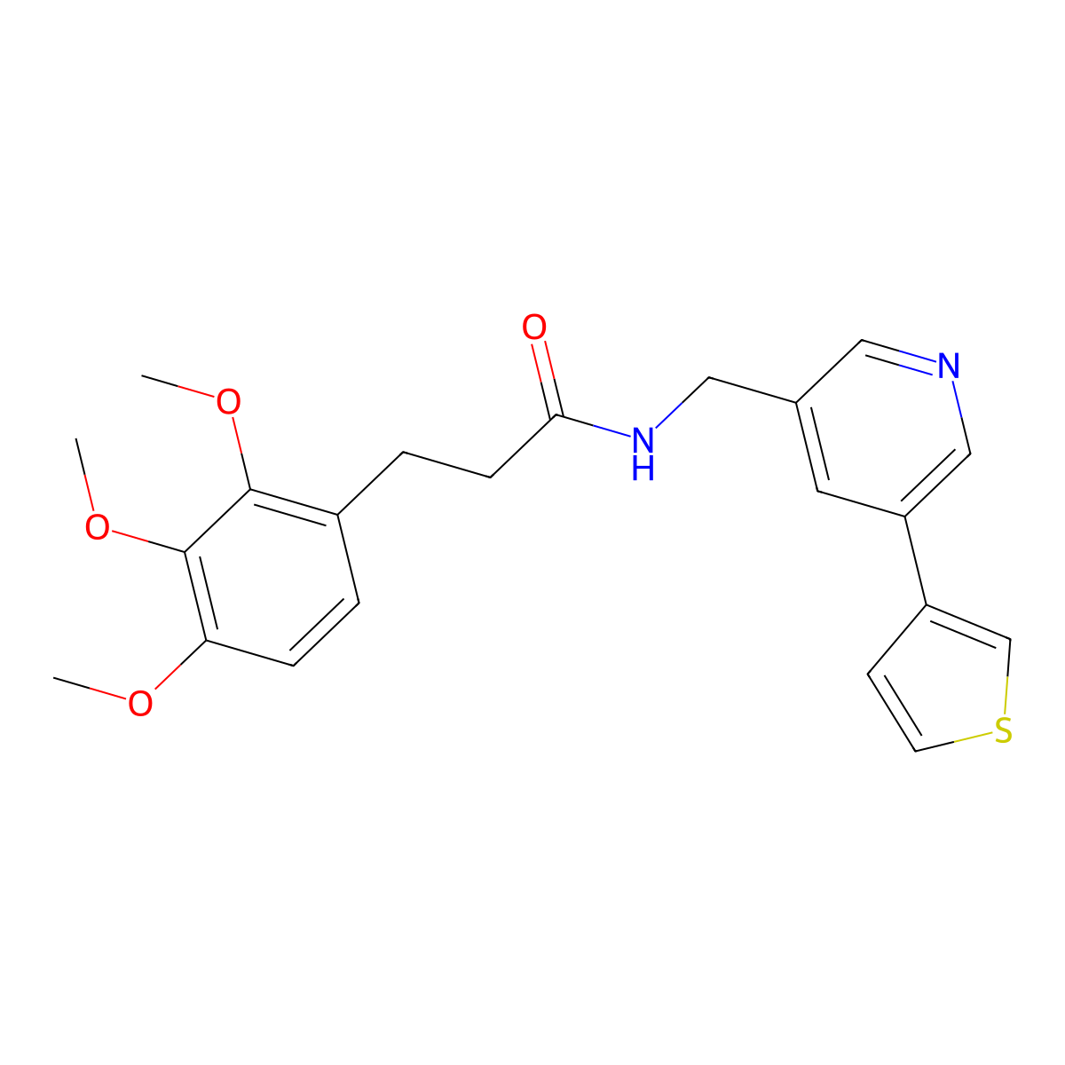 N-{[5-(thiophen-3-yl)pyridin-3-yl]methyl}-3-(2,3,4-trimethoxyphenyl)propanamide molecular structure, CAS 1795084-99-9