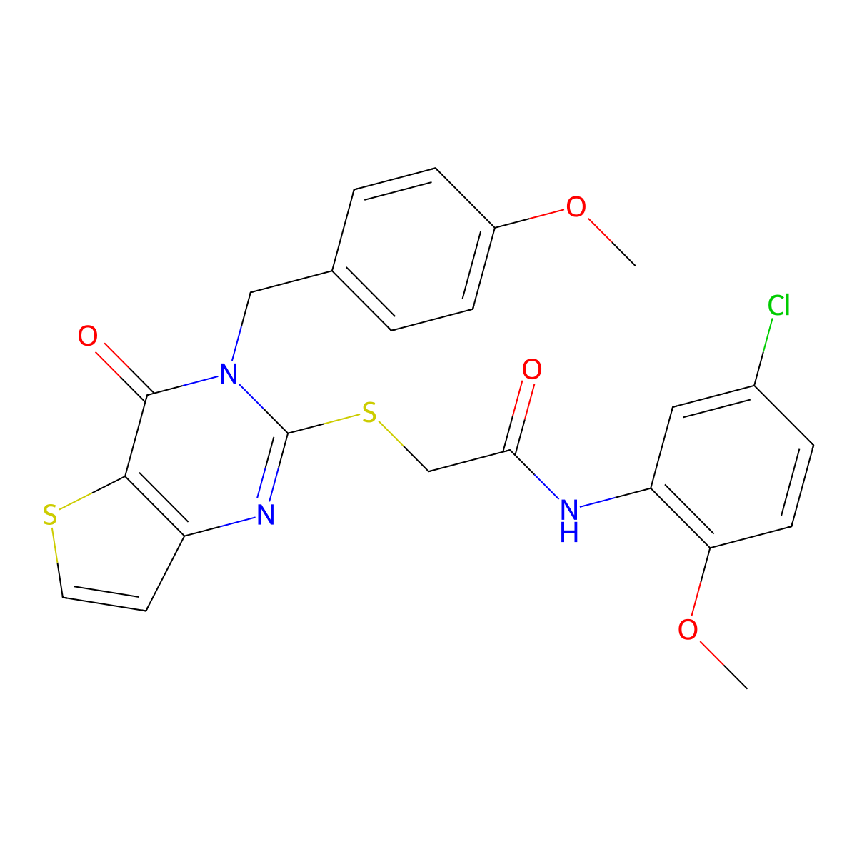 N-(5-chloro-2-methoxyphenyl)-2-((3-(4-methoxybenzyl)-4-oxo-3,4-dihydrothieno[3,2-d]pyrimidin-2-yl)thio)acetamide molecular structure, CAS 1795085-06-1