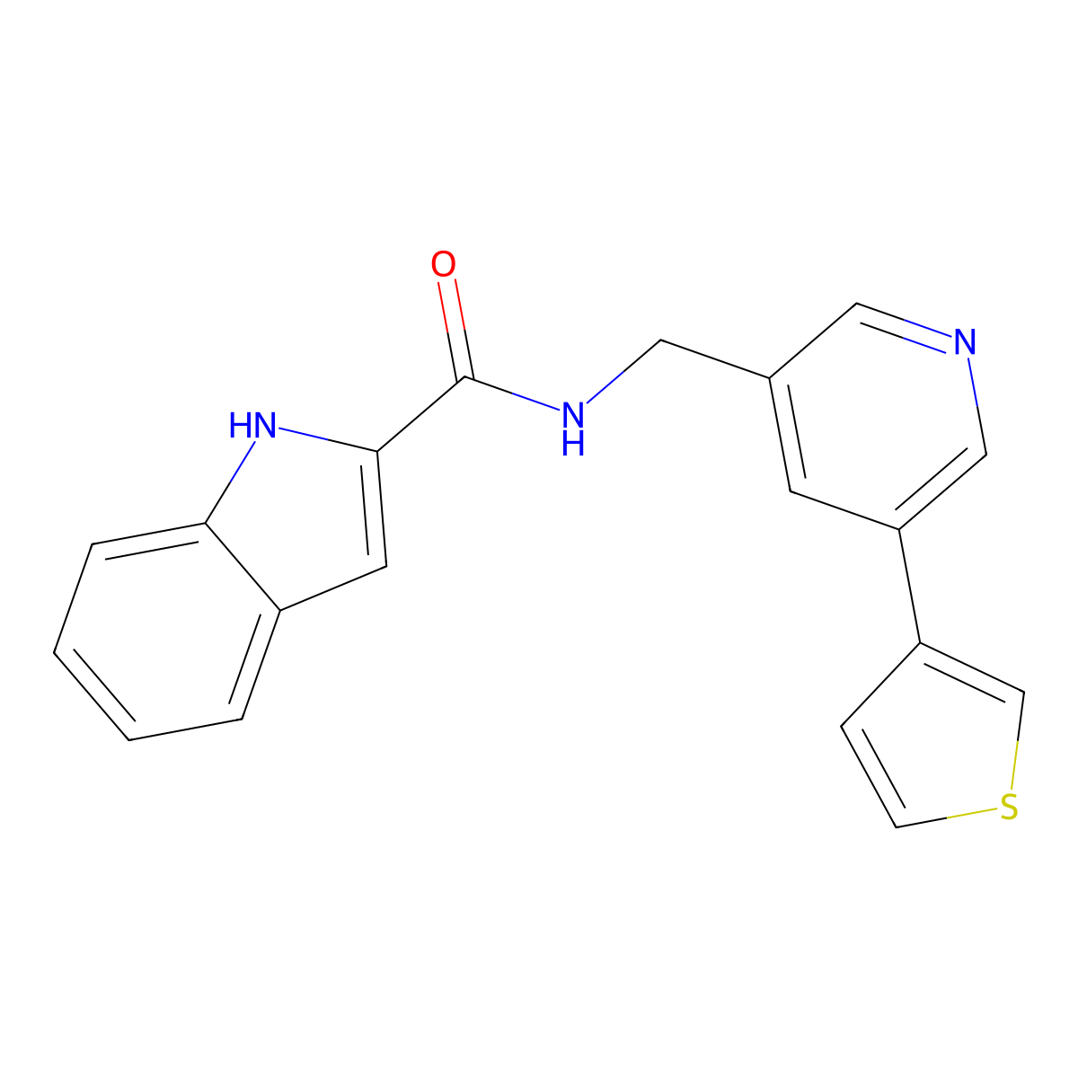 N-{[5-(thiophen-3-yl)pyridin-3-yl]methyl}-1H-indole-2-carboxamide molecular structure, CAS 1795085-07-2