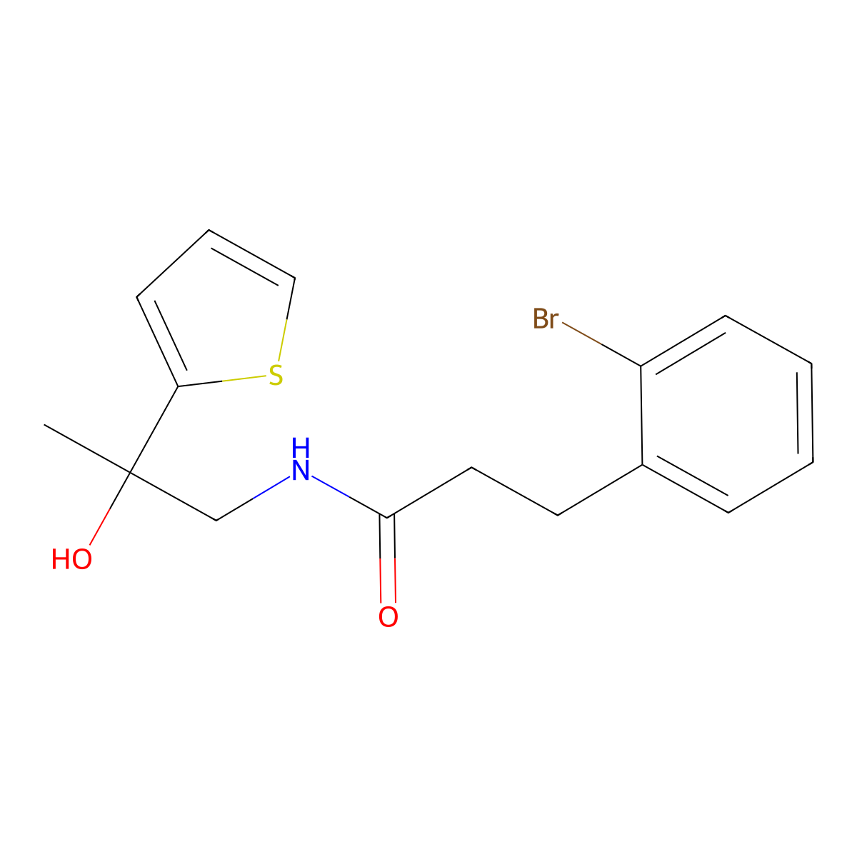 3-(2-bromophenyl)-N-[2-hydroxy-2-(thiophen-2-yl)propyl]propanamide molecular structure, CAS 1795085-10-7
