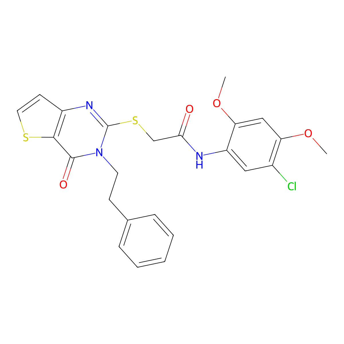 N-(5-chloro-2,4-dimethoxyphenyl)-2-((4-oxo-3-phenethyl-3,4-dihydrothieno[3,2-d]pyrimidin-2-yl)thio)acetamide molecular structure, CAS 1795085-12-9