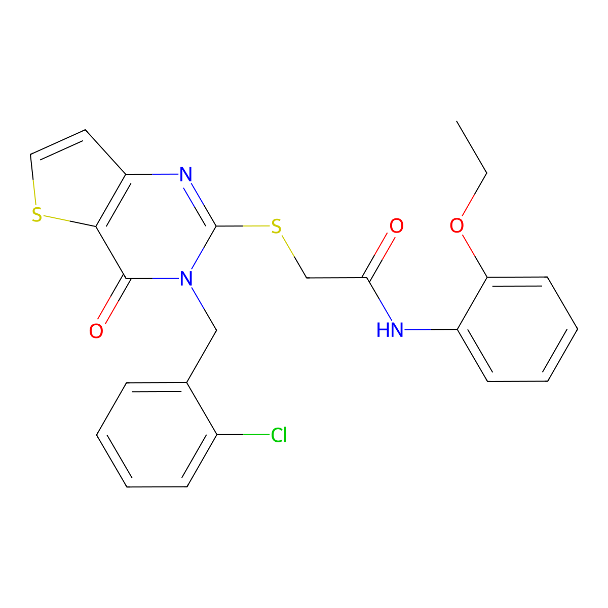2-((3-(2-chlorobenzyl)-4-oxo-3,4-dihydrothieno[3,2-d]pyrimidin-2-yl)thio)-N-(2-ethoxyphenyl)acetamide molecular structure, CAS 1795085-19-6