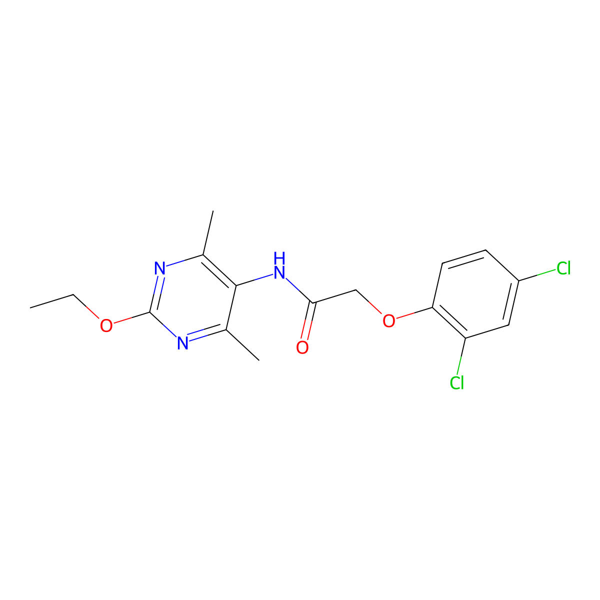 2-(2,4-dichlorophenoxy)-N-(2-ethoxy-4,6-dimethylpyrimidin-5-yl)acetamide molecular structure, CAS 1795085-26-5