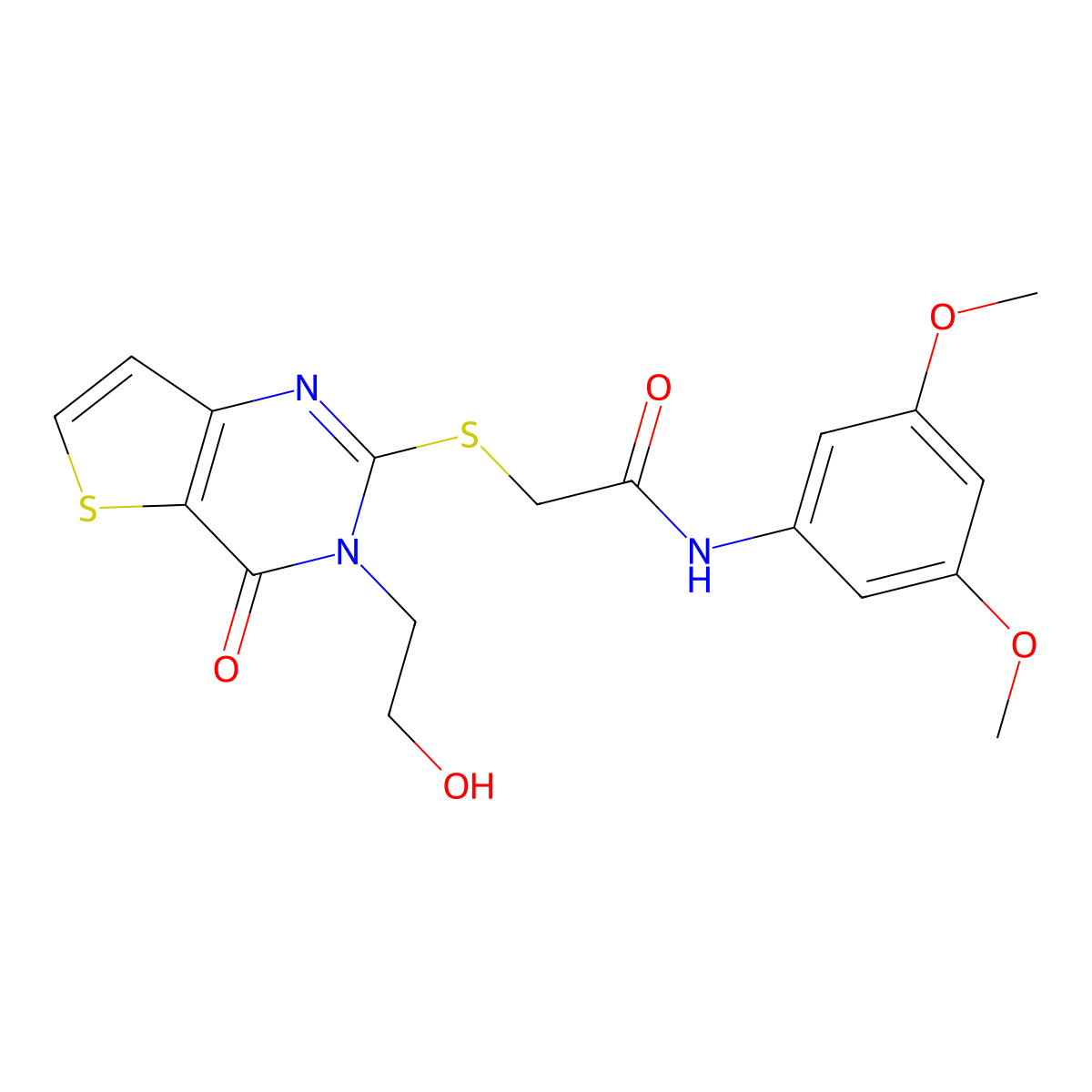 N-(3,5-dimethoxyphenyl)-2-((3-(2-hydroxyethyl)-4-oxo-3,4-dihydrothieno[3,2-d]pyrimidin-2-yl)thio)acetamide molecular structure, CAS 1795085-27-6