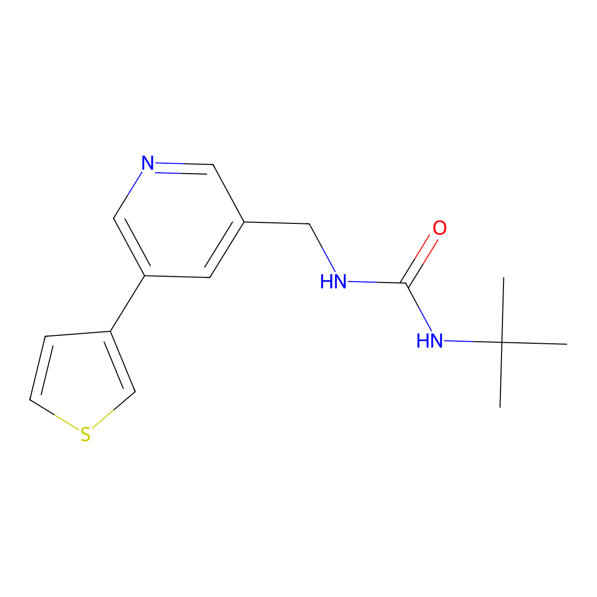 1-(Tert-butyl)-3-((5-(thiophen-3-yl)pyridin-3-yl)methyl)urea molecular structure, CAS 1795085-30-1