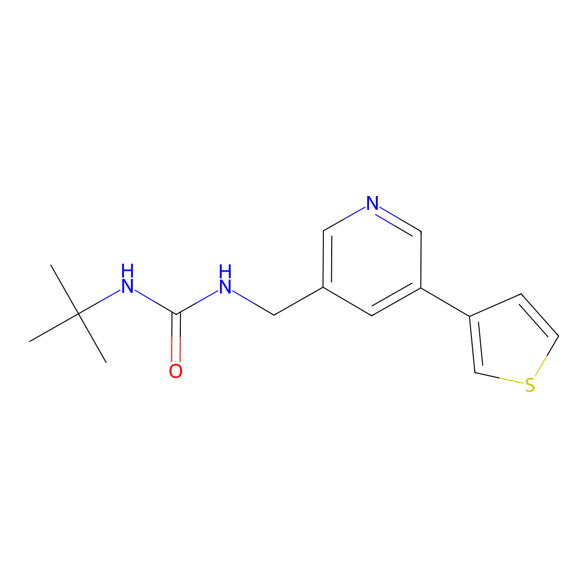 1-(Tert-butyl)-3-((5-(thiophen-3-yl)pyridin-3-yl)methyl)urea molecular structure, CAS 1795085-30-1