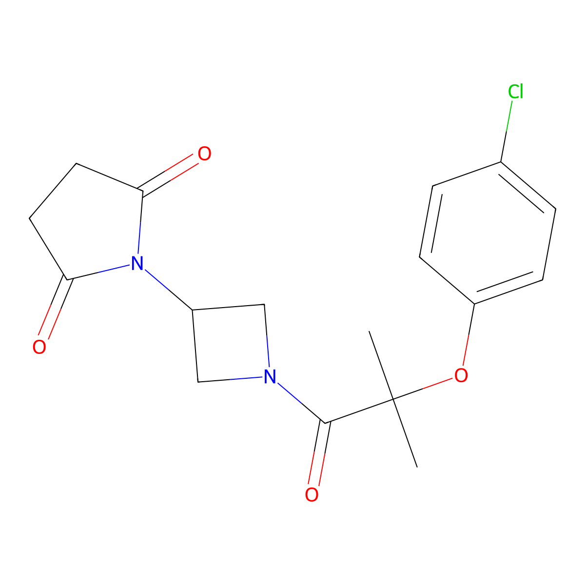 1-{1-[2-(4-Chlorophenoxy)-2-methylpropanoyl]azetidin-3-yl}pyrrolidine-2,5-dione molecular structure, CAS 1795085-49-2