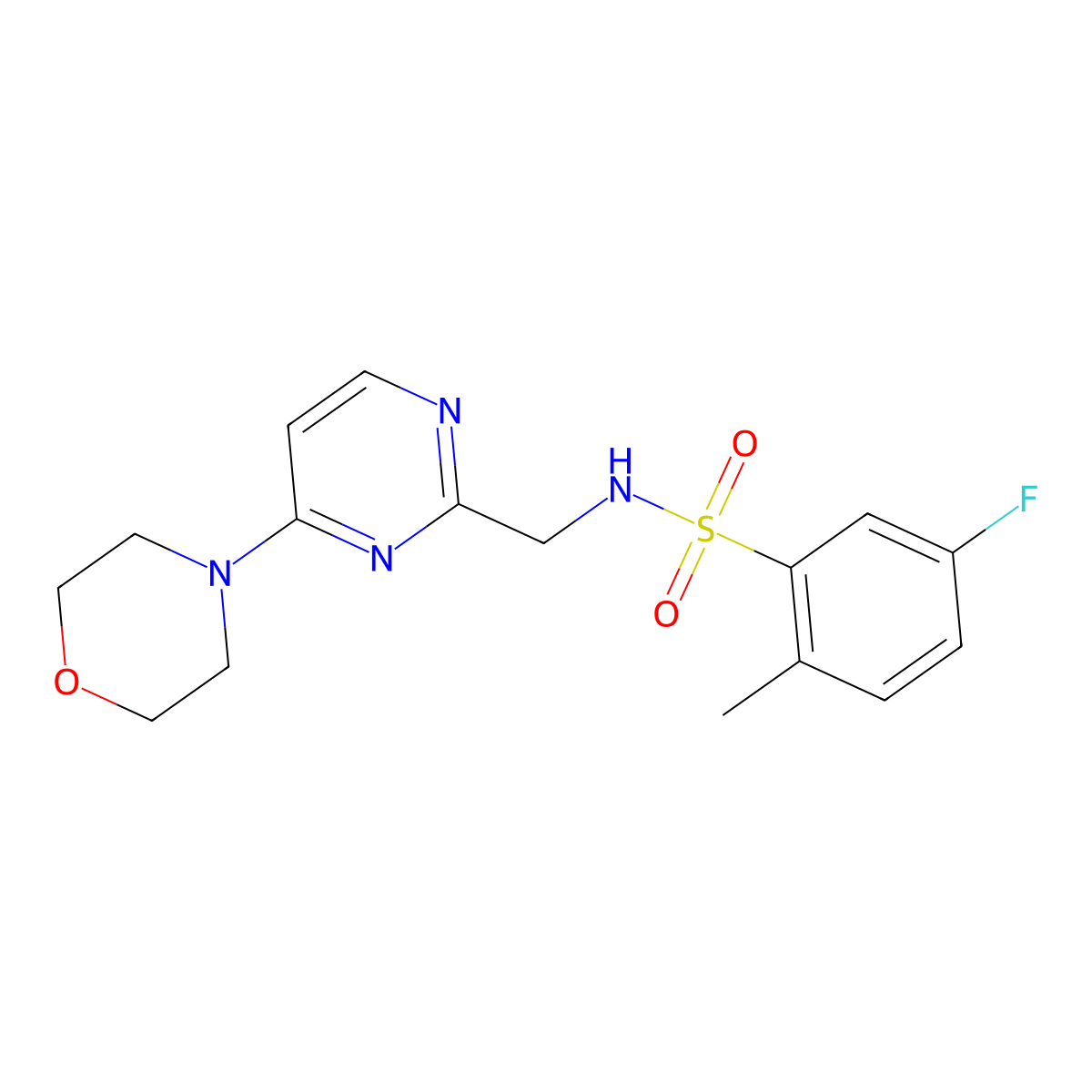 5-fluoro-2-methyl-N-((4-morpholinopyrimidin-2-yl)methyl)benzenesulfonamide molecular structure, CAS 1795085-50-5