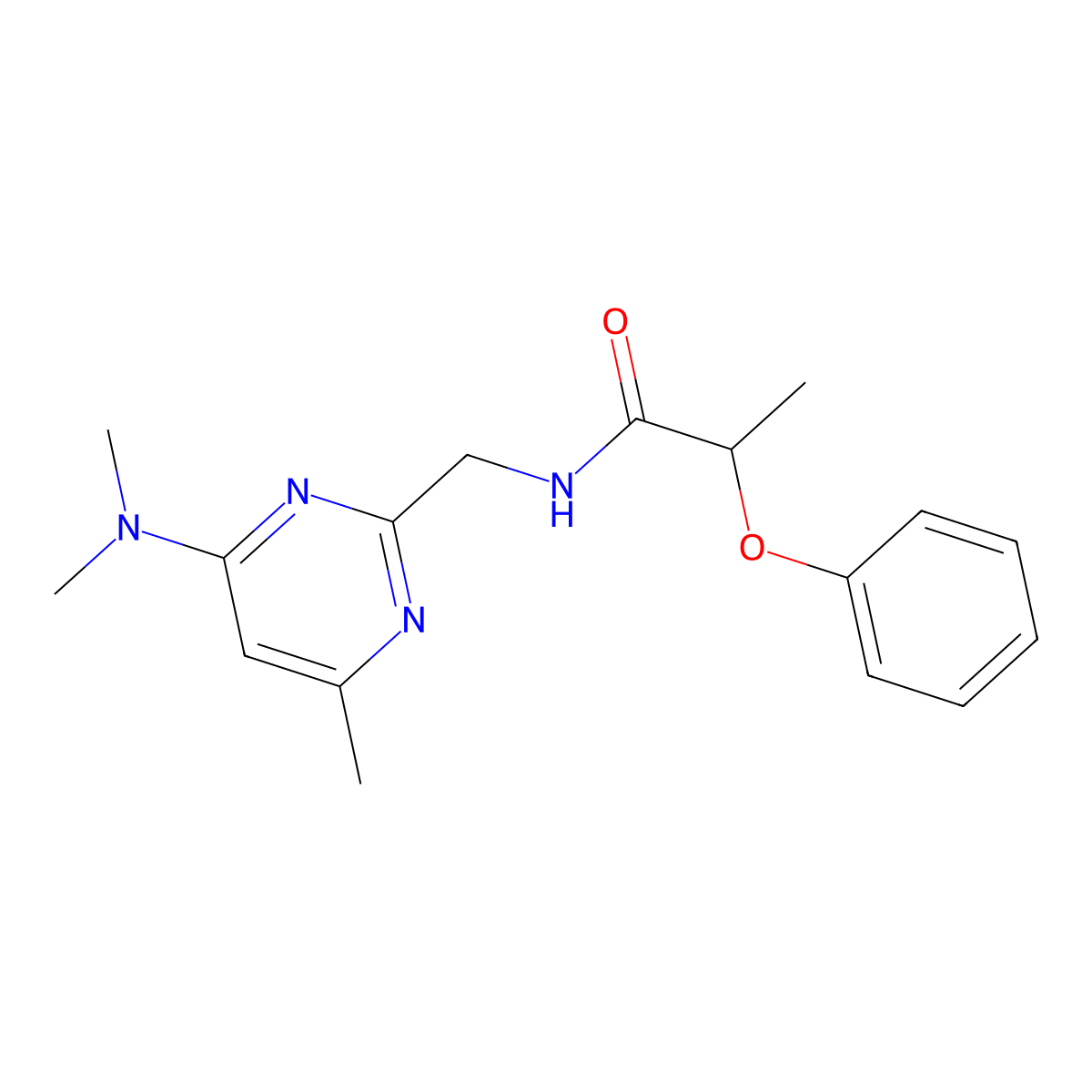 N-{[4-(dimethylamino)-6-methylpyrimidin-2-yl]methyl}-2-phenoxypropanamide molecular structure, CAS 1795085-53-8