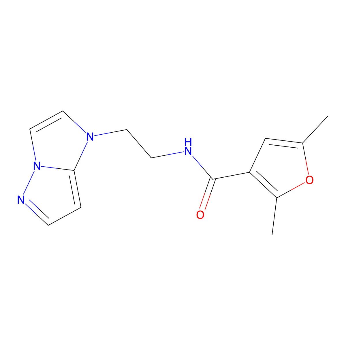 N-(2-(1H-imidazo[1,2-b]pyrazol-1-yl)ethyl)-2,5-dimethylfuran-3-carboxamide molecular structure, CAS 1795085-62-9
