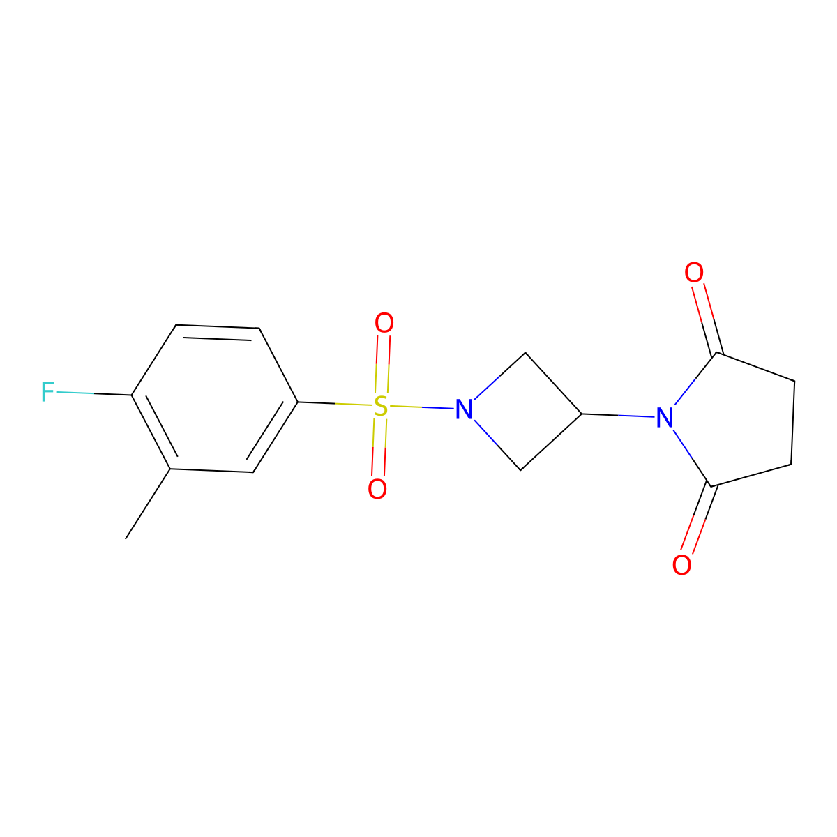 1-(1-((4-Fluoro-3-methylphenyl)sulfonyl)azetidin-3-yl)pyrrolidine-2,5-dione molecular structure, CAS 1795085-64-1
