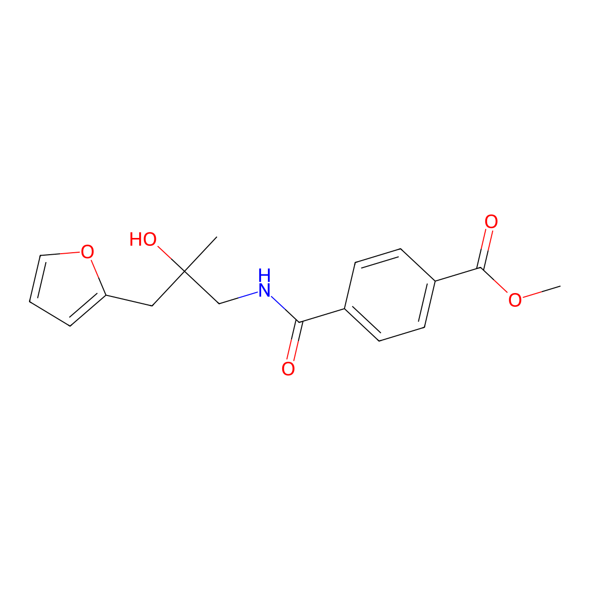 Methyl 4-((3-(furan-2-yl)-2-hydroxy-2-methylpropyl)carbamoyl)benzoate molecular structure, CAS 1795085-78-7