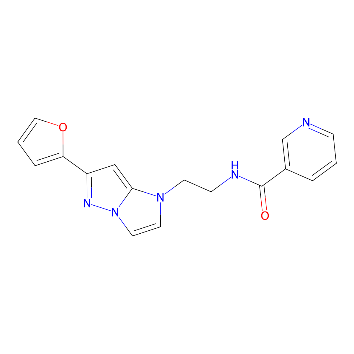 N-(2-(6-(furan-2-yl)-1H-imidazo[1,2-b]pyrazol-1-yl)ethyl)nicotinamide molecular structure, CAS 1795085-84-5