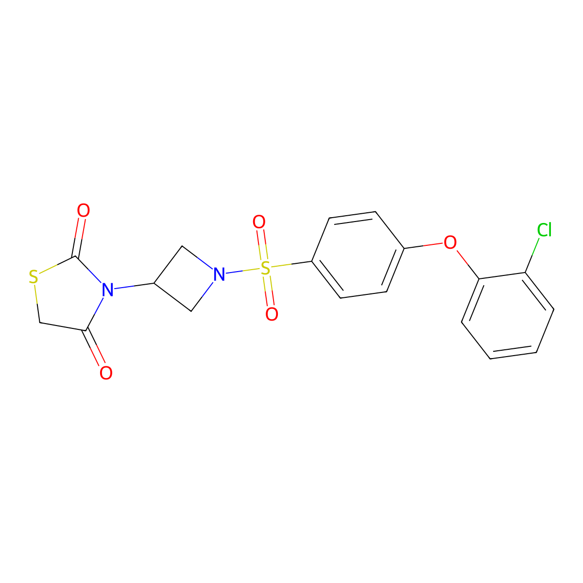 3-(1-((4-(2-Chlorophenoxy)phenyl)sulfonyl)azetidin-3-yl)thiazolidine-2,4-dione molecular structure, CAS 1795086-08-6