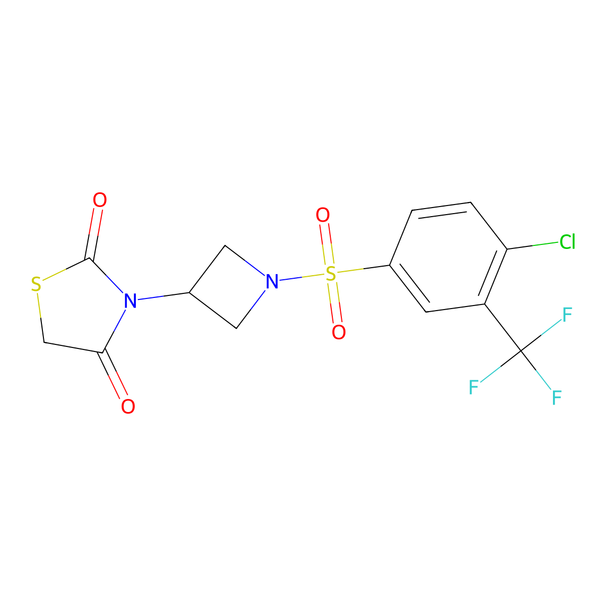 3-(1-((4-Chloro-3-(trifluoromethyl)phenyl)sulfonyl)azetidin-3-yl)thiazolidine-2,4-dione molecular structure, CAS 1795086-16-6